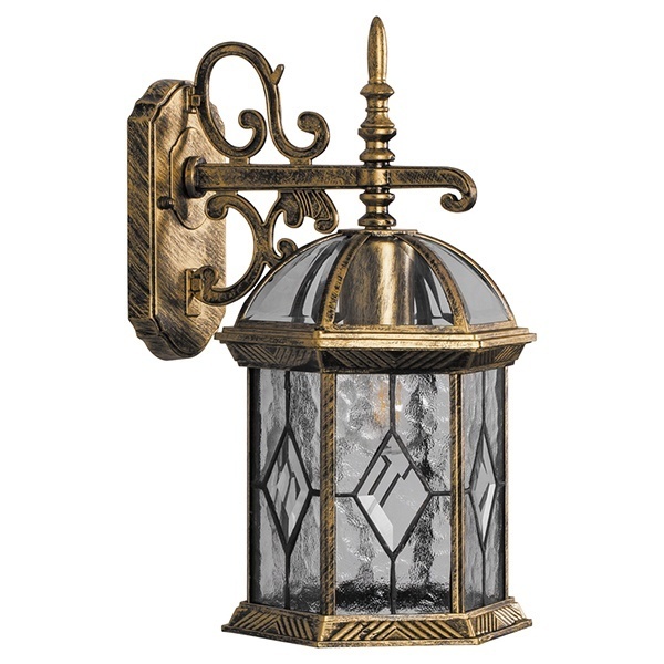 Светильник садово-парковый Витраж Feron PL131 E27 205х230х380мм черное золото (на стену вниз)