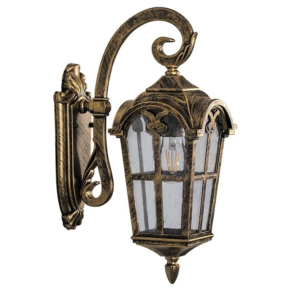 Светильник садово-парковый Замок Feron PL103 E27 150х255х480мм черное золото на стену вниз