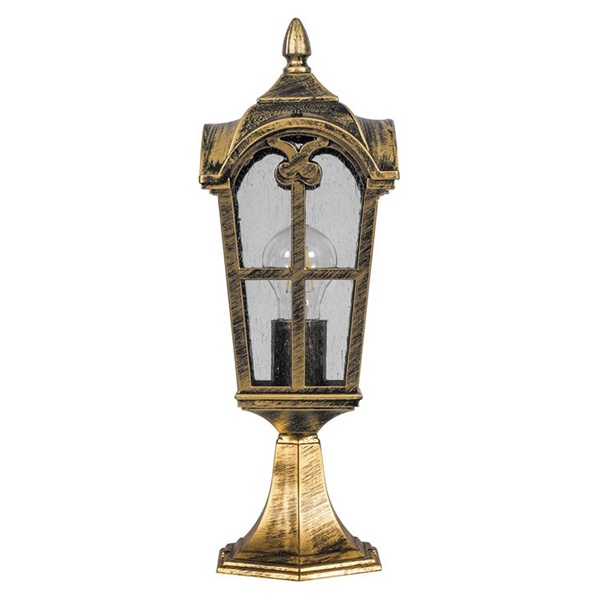 Светильник садово-парковый Замок Feron PL105 E27 150х150х440мм черное золото (на постамент 0,45м)