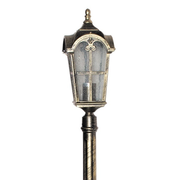 Светильник садово-парковый Замок Feron PL107 E27 150х150х1120мм черное золото (столб 1,1м)