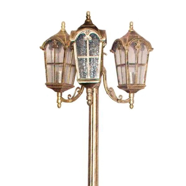 Светильник садово-парковый Замок Feron PL110 3xE27 560х560х2020мм черное золото (столб 2м)