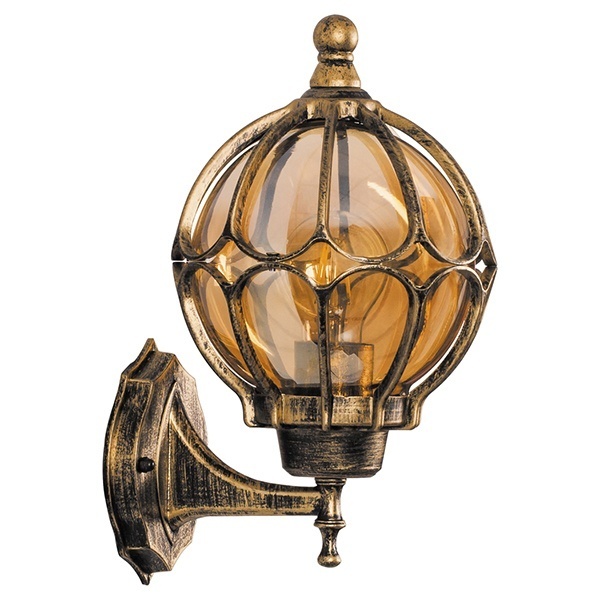 Светильник садово-парковый Сфера Feron PL3701 E27 180х200х320мм черное золото (на стену вверх)