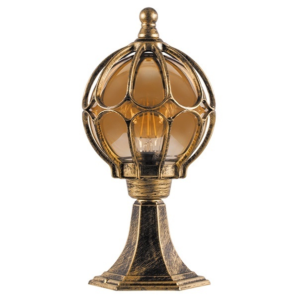 Светильник садово-парковый Сфера Feron PL3704 E27 180х180х380мм черное золото на постамент