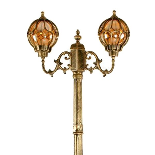 Светильник садово-парковый Сфера Feron PL3708 2xE27 560х180х2200мм черное золото (столб 2,2м)