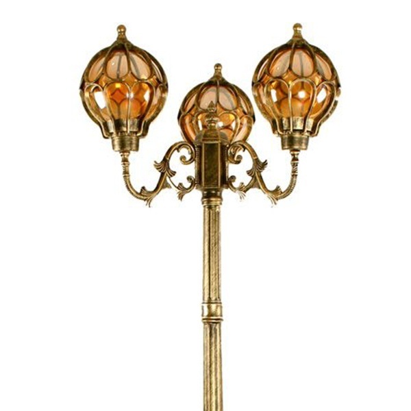 Светильник садово-парковый Сфера Feron PL3809 3xE27 600х600х2290мм черное золото (столб 2,29м)