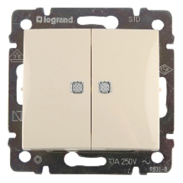 Выключатель двухклавишный с двумя индикаторами Legrand Valena слоновая кость (бежевый)