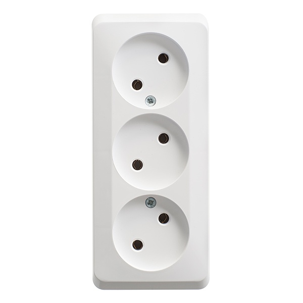 Накладная розетка тройная без заземления SE Этюд белая