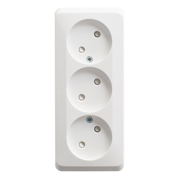 Накладная розетка тройная без заземления со шторками SE Этюд белая