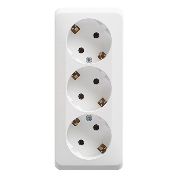 Накладная розетка тройная с заземлением SE Этюд белая