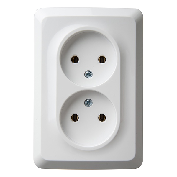 Накладная розетка угловая двойная без заземления SE Этюд белая