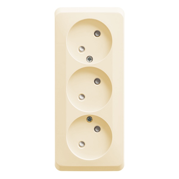 Накладная розетка тройная без заземления со шторками SE Этюд кремовая