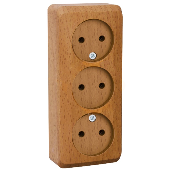 Накладная розетка тройная без заземления SE Этюд темный бук