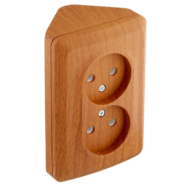 Накладная розетка угловая двойная без заземления SE Этюд темный бук