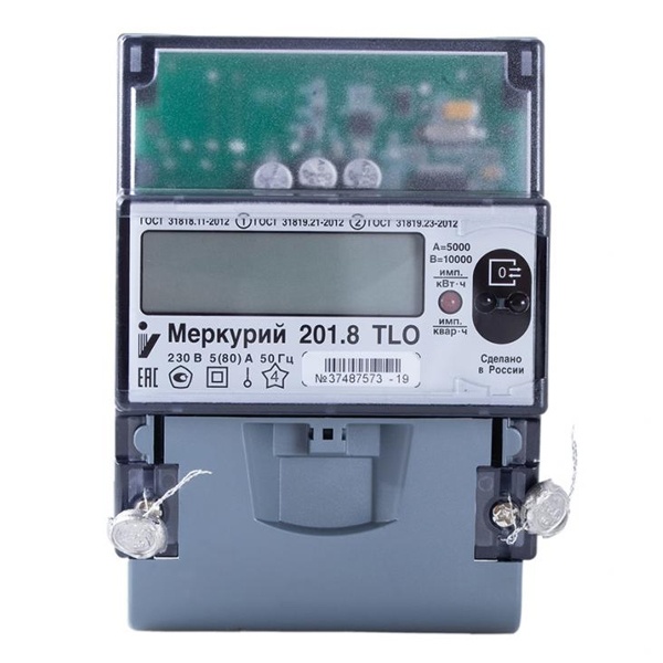 Электросчетчик Меркурий 201.8 TLO 5-80А/230В кл.т.2,0 многотарифный ЖКИ PLC модем