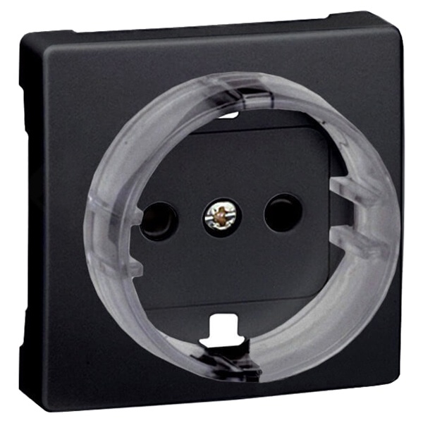 Накладка на розетку c заземлением, с защитными шторками Simon 73 Loft, графит