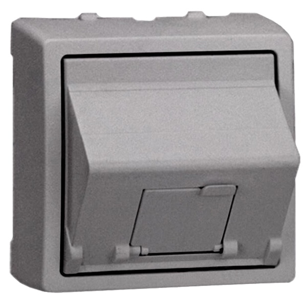 Адаптер Simon 73 Loft на 1 коннектор RJ45(12) наклонный с вкладышем в комплекте, алюминий