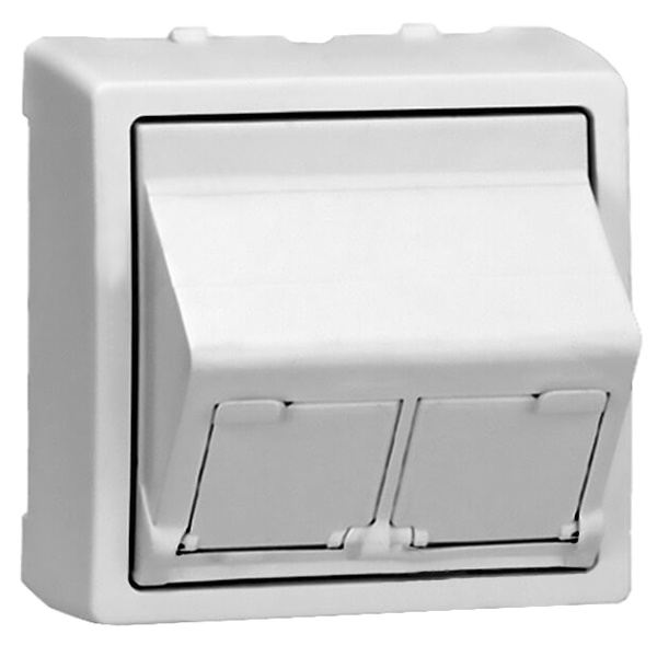 Адаптер Simon 73 Loft на 2 коннектора RJ45(12) наклонный без вкладышей, белый