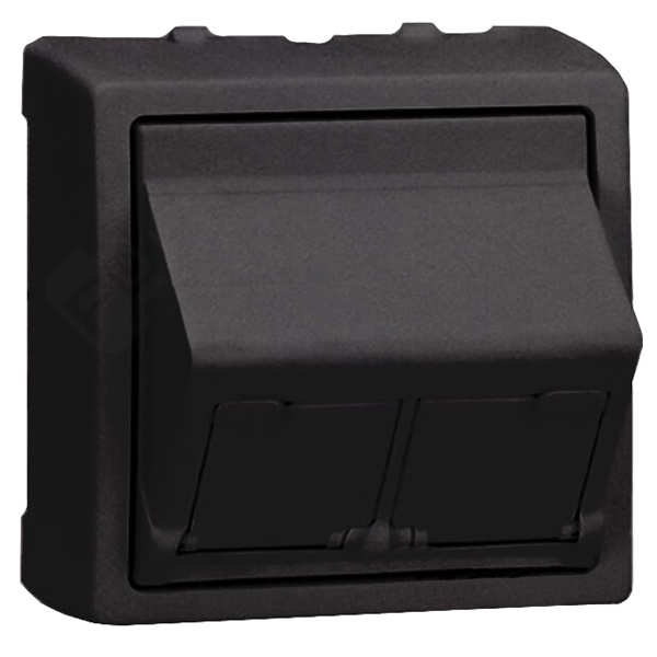 Адаптер Simon 73 Loft на 2 коннектора RJ45(12) наклонный без вкладышей, графит