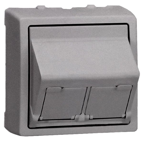 Адаптер Simon 73 Loft на 2 коннектора RJ45(12) наклонный без вкладышей, алюминий