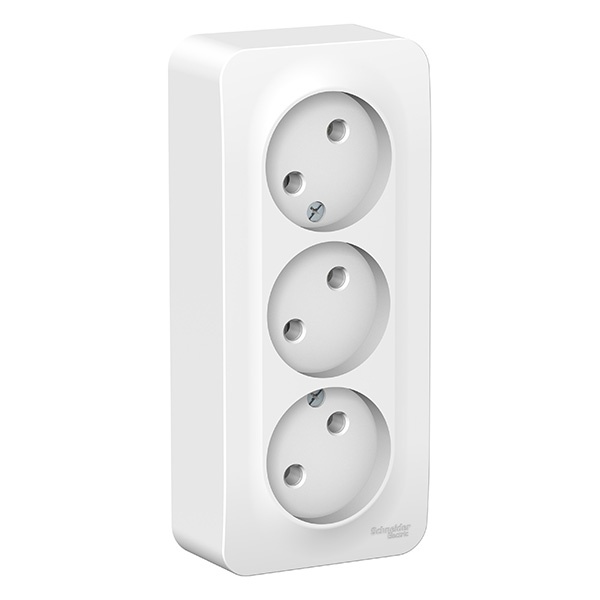 Накладная розетка 3-ая без заземления без шторок SE Blanca 16А 250В белая изол.пластина