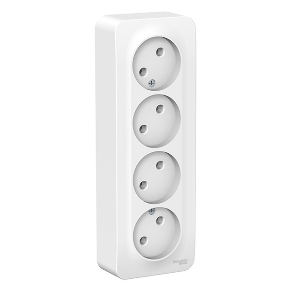 Накладная розетка 4-ая без заземления без шторок SE Blanca 16А 250В белая изол.пластина