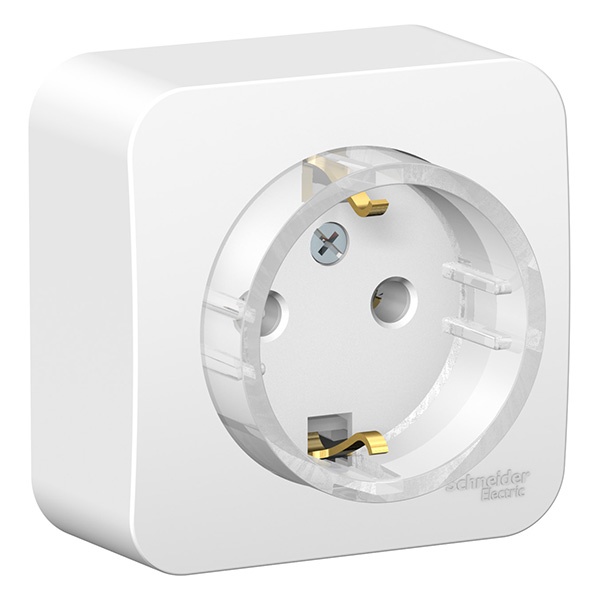 Накладная розетка компактная с заземлением без шторок SE Blanca 16А 250В белая изол.пластина