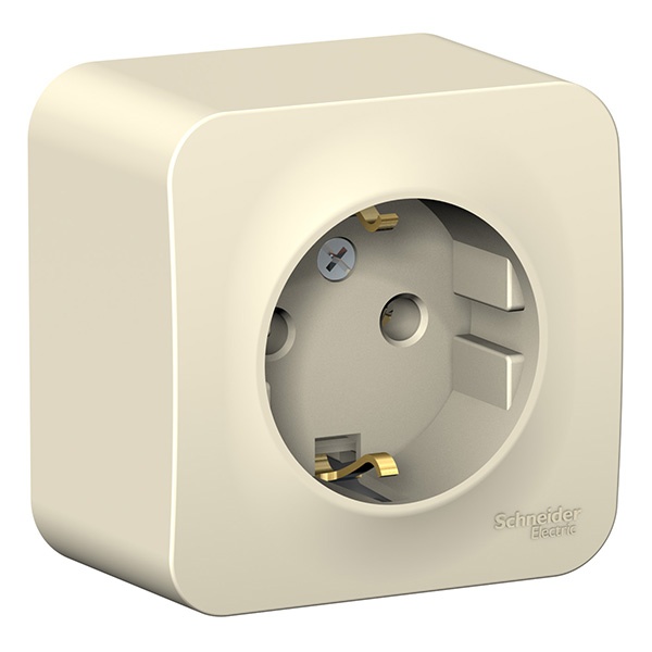 Накладная розетка с заземлением без шторок SE Blanca 16А 250В молочная