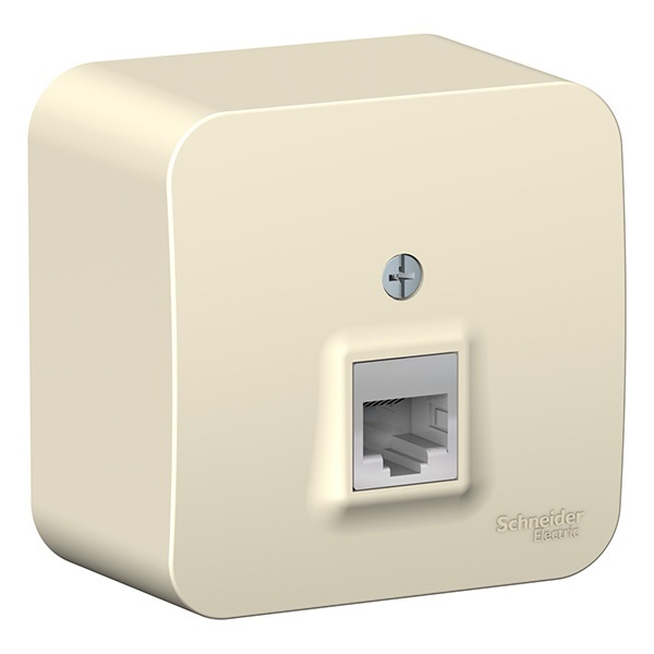 Накладная розетка компьютерная RJ45 кат.5E SE Blanca молочная изол.пластина