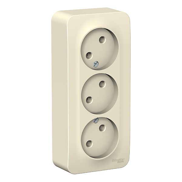 Накладная розетка 3-ая без заземления без шторок SE Blanca 16А 250В молочная изол.пластина