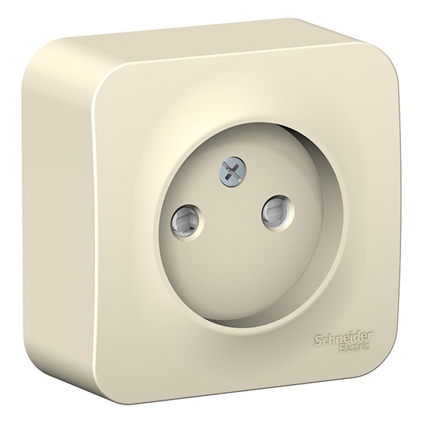 Накладная розетка без заземления со шторками SE Blanca 16А 250В молочная изол.пластина