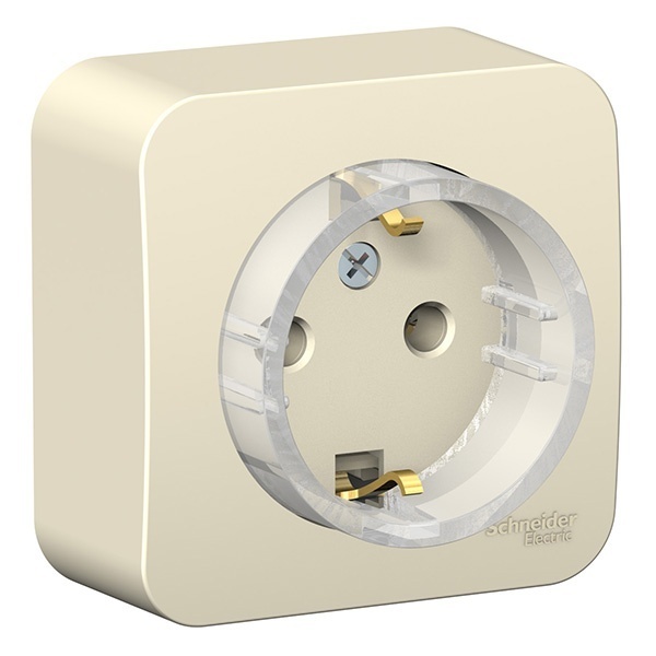 Накладная розетка компактная с заземлением без шторок SE Blanca 16А 250В молочная из.пластина