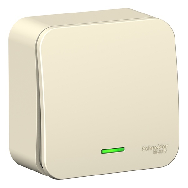 Накладной выключатель 1-клавишный с подсветкой SE Blanca 6А 250В молочный изол.пластина