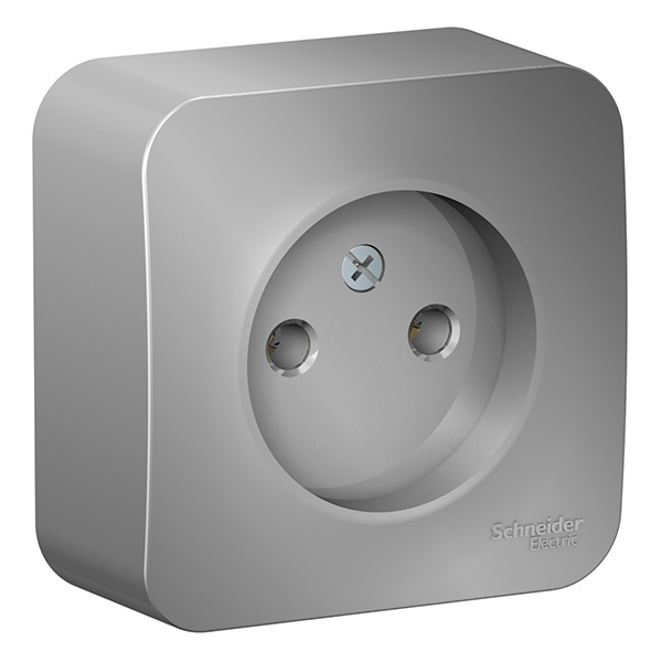 Накладная розетка без заземления без шторок SE Blanca 16А 250В алюминий