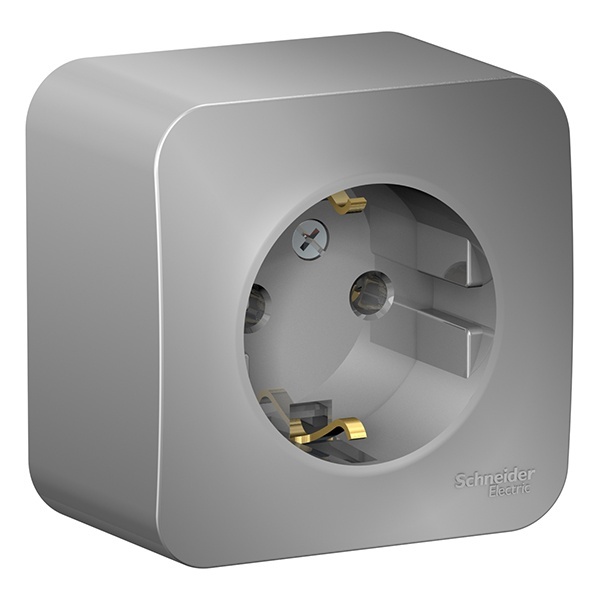 Накладная розетка с заземлением без шторок SE Blanca 16А 250В алюминий