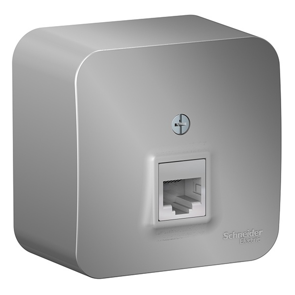 Накладная розетка телефонная RJ11 SE Blanca алюминий изол.пластина