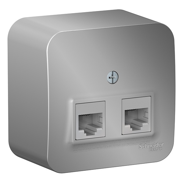 Накладная розетка двойная RJ45 + RJ11 SE Blanca алюминий изол.пластина