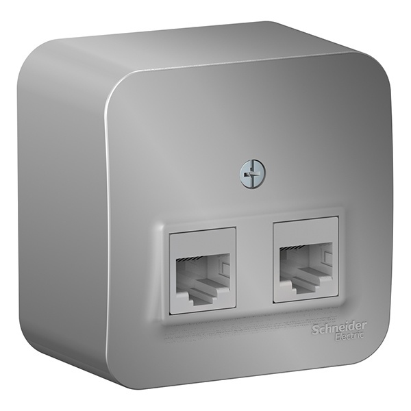 Накладная розетка 2-ая компьютерная RJ45 кат.5E SE Blanca алюминий изол.пластина