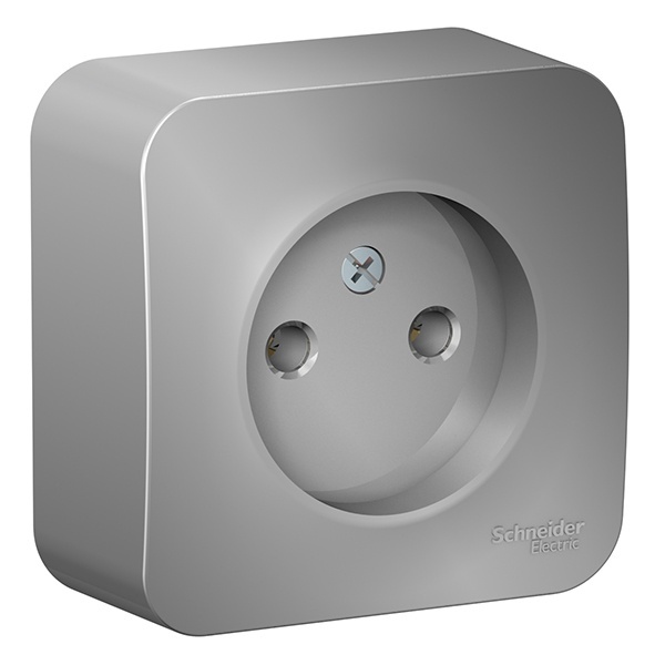 Накладная розетка без заземления без шторок SE Blanca 16А 250В алюминий изол.пластина