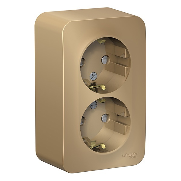 Накладная розетка 2-ая с заземлением со шторками SE Blanca 16А 250В титан