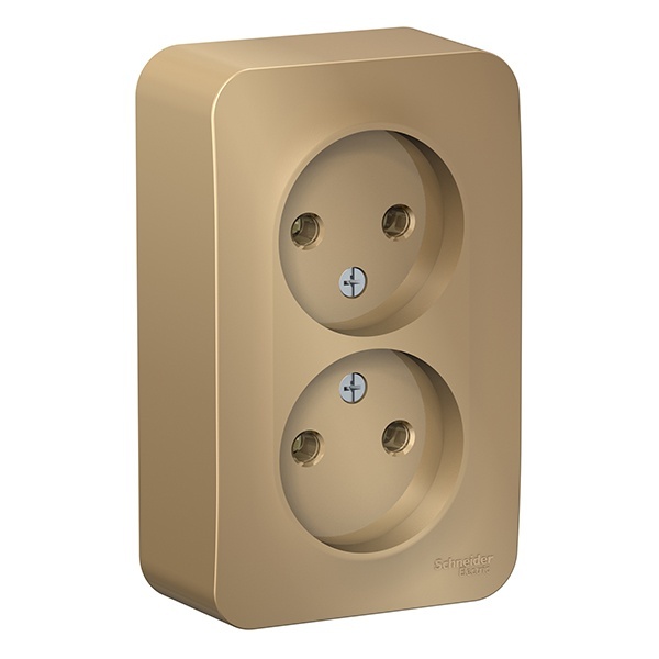 Накладная розетка 2-ая без заземления без шторок SE Blanca 16А 250В титан изол.пластина