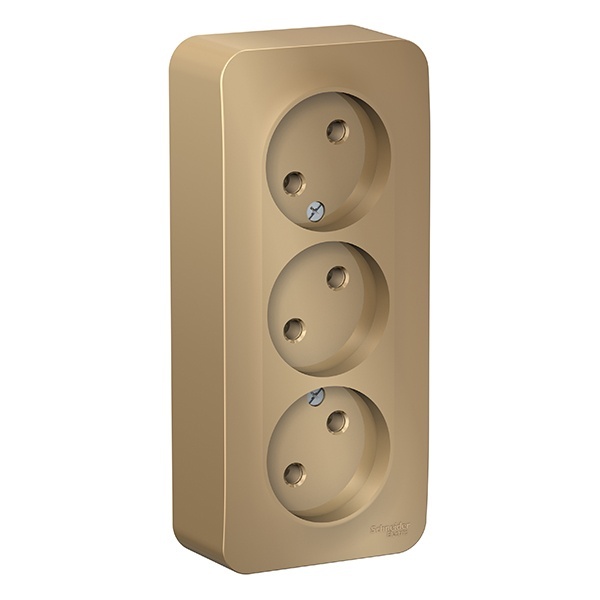 Накладная розетка 3-ая без заземления без шторок SE Blanca 16А 250В титан изол.пластина