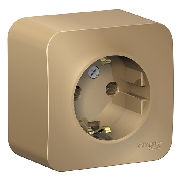 Накладная розетка с заземлением без шторок SE Blanca 16А 250В титан изол.пластина