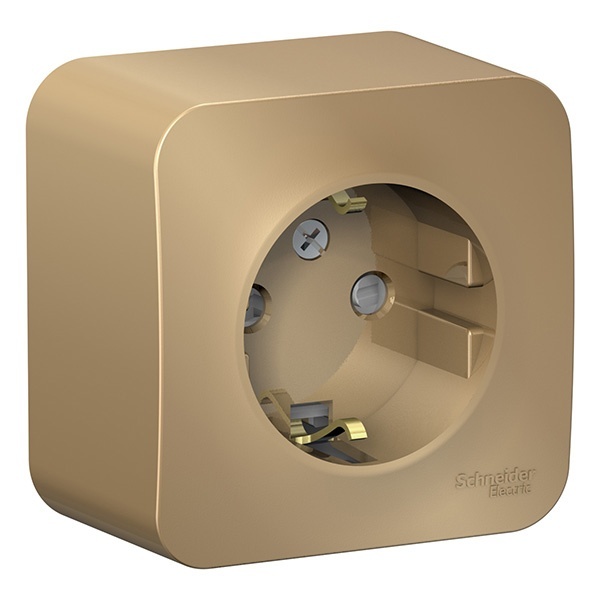 Накладная розетка с заземлением со шторками SE Blanca 16А 250В титан изол.пластина