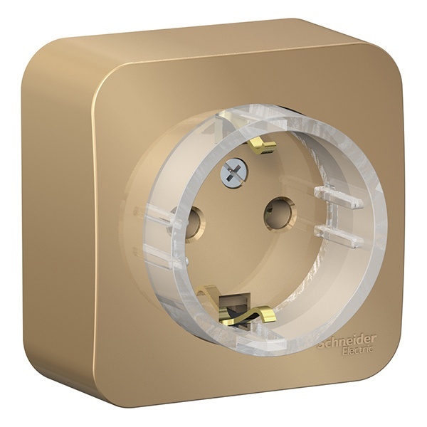 Накладная розетка компактная с заземлением без шторок SE Blanca 16А 250В титан изол.пластина