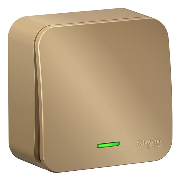 Накладной переключатель 1-клавишный с подсветкой SE Blanca 10А 250В титан изол.пластина