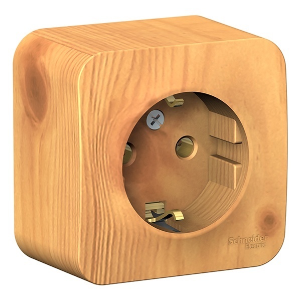 Накладная розетка с заземлением без шторок SE Blanca 16А 250В ясень