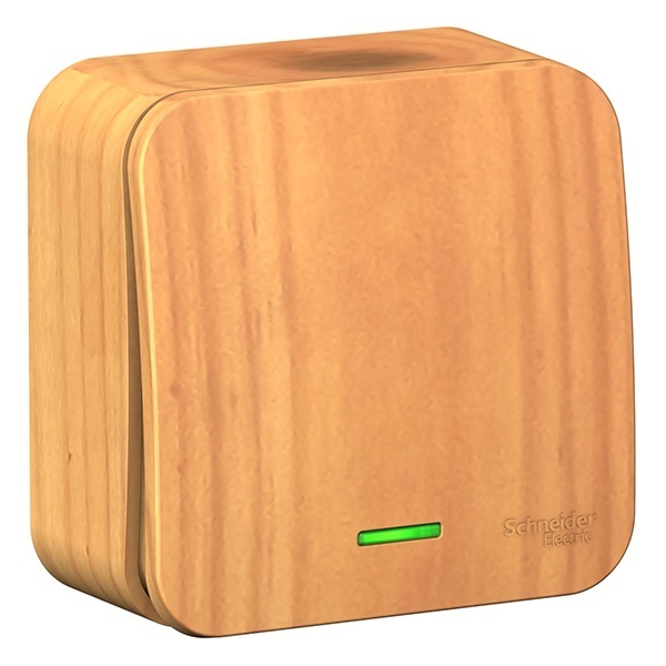 Накладной выключатель 1-клавишный с подсветкой SE Blanca 10А 250В ясень