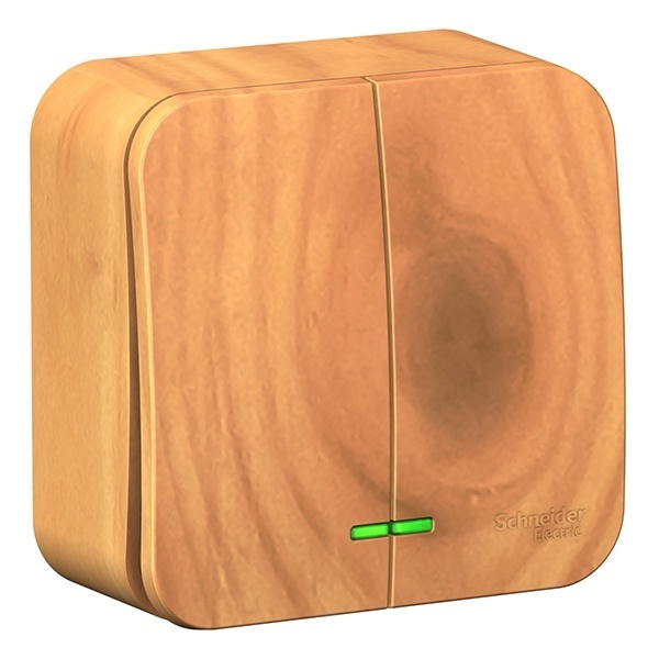 Накладной выключатель 2-клавишный с подсветкой SE Blanca 10А 250В ясень