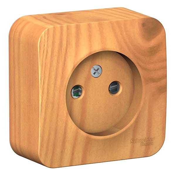 Накладная розетка без заземления со шторками SE Blanca 16А 250В ясень изол.пластина