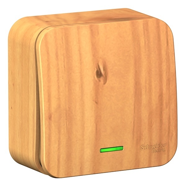 Накладной выключатель 1-клавишный с подсветкой SE Blanca 10А 250В ясень изол.пластина